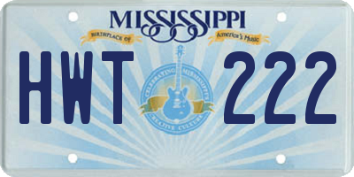 MS license plate HWT222
