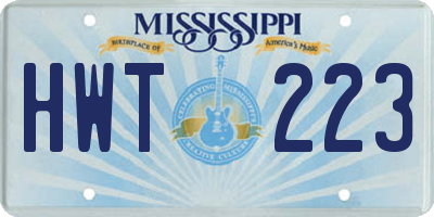 MS license plate HWT223