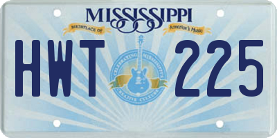MS license plate HWT225
