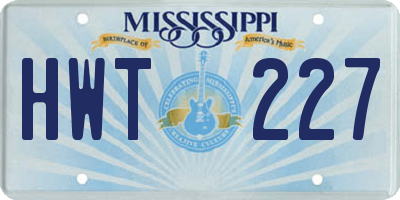 MS license plate HWT227