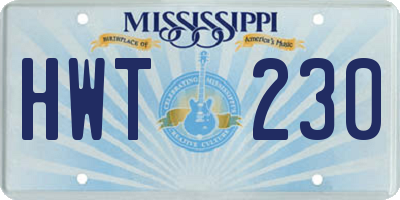 MS license plate HWT230