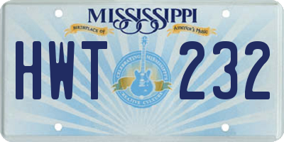 MS license plate HWT232