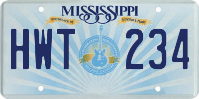 MS license plate HWT234