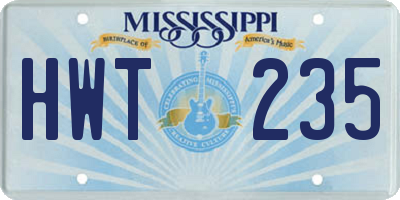 MS license plate HWT235