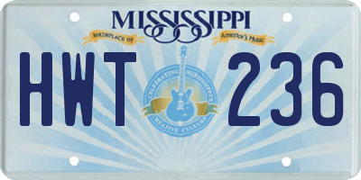 MS license plate HWT236