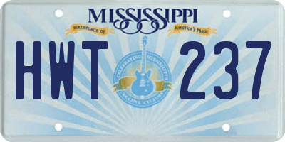 MS license plate HWT237