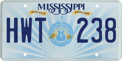 MS license plate HWT238