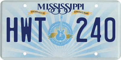MS license plate HWT240