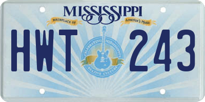 MS license plate HWT243