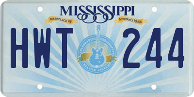 MS license plate HWT244