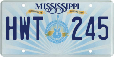 MS license plate HWT245