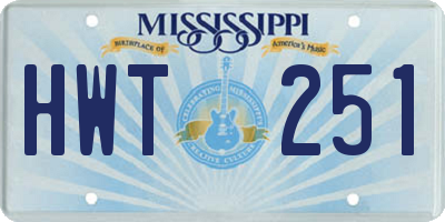 MS license plate HWT251