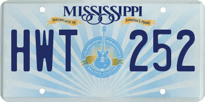 MS license plate HWT252