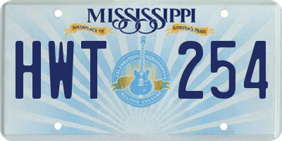 MS license plate HWT254