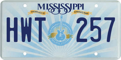 MS license plate HWT257