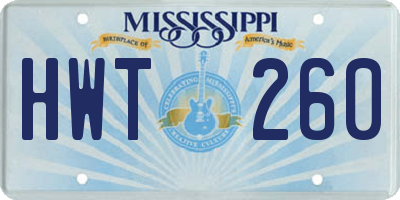 MS license plate HWT260