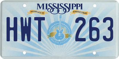 MS license plate HWT263