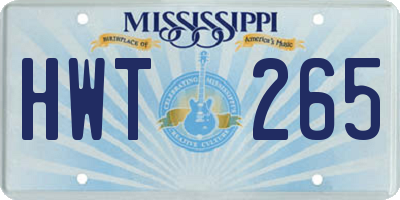 MS license plate HWT265