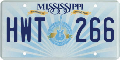 MS license plate HWT266