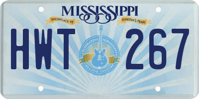 MS license plate HWT267