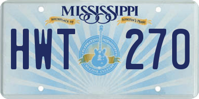 MS license plate HWT270