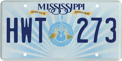 MS license plate HWT273