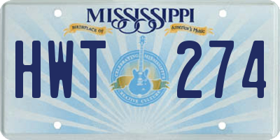 MS license plate HWT274