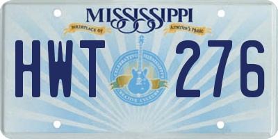 MS license plate HWT276