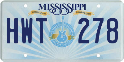 MS license plate HWT278