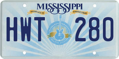MS license plate HWT280