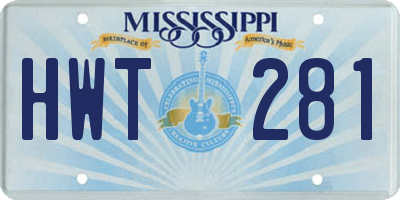 MS license plate HWT281
