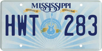 MS license plate HWT283