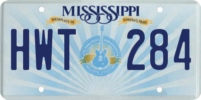 MS license plate HWT284