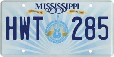 MS license plate HWT285