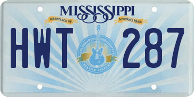 MS license plate HWT287