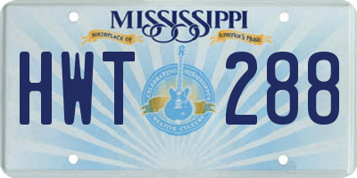 MS license plate HWT288
