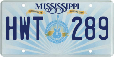 MS license plate HWT289