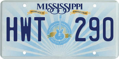 MS license plate HWT290