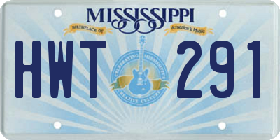 MS license plate HWT291