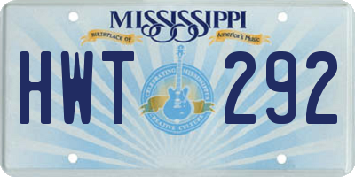 MS license plate HWT292