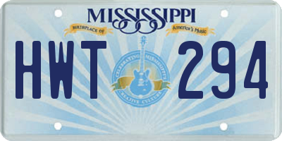 MS license plate HWT294