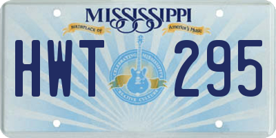 MS license plate HWT295