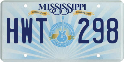 MS license plate HWT298