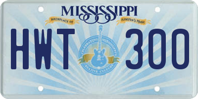 MS license plate HWT300