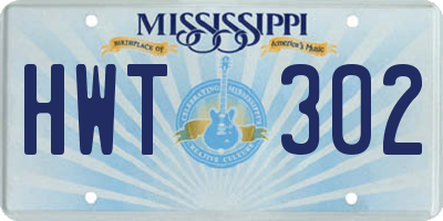 MS license plate HWT302