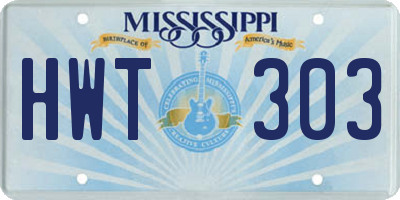 MS license plate HWT303