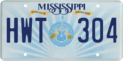 MS license plate HWT304