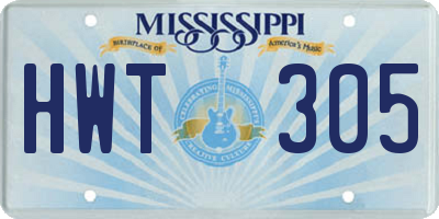 MS license plate HWT305