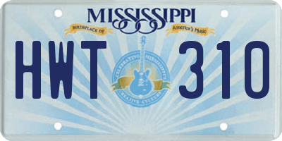 MS license plate HWT310