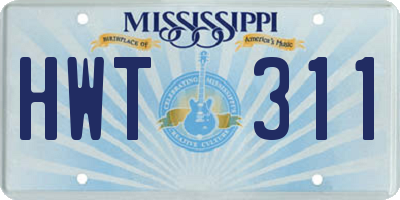 MS license plate HWT311